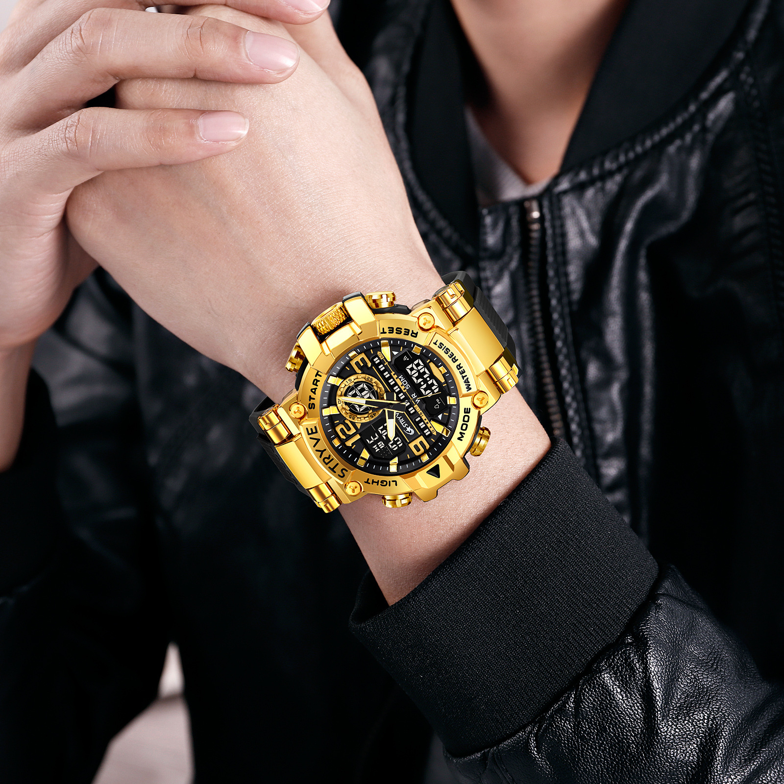 STRYVE reloj deportivo para hombre de moda luminoso reloj electrónico impermeable reloj multifuncional estudiante transfronterizo 8025