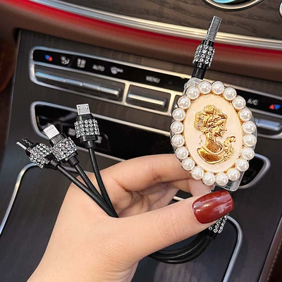 cable three-in-one car charging: Mobil şarj cihazları - black-pearl-girl-data-line