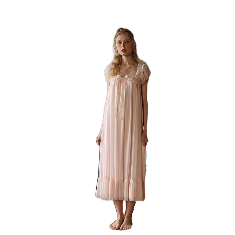 Palacio de verano estilo nuevo delgado sin mangas modal dulce encaje princesa camisón retro estilo de hadas vestido de casa