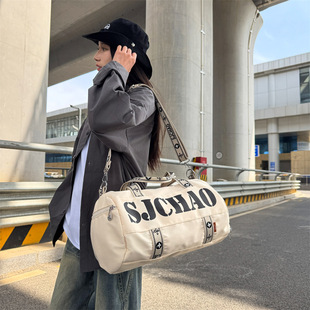 Wet and Dry Separation Fitness Bag for Women, Large-Capacity Satchel Cylindrical Bag, Sports Crossbody Bag, Short-Distance Travel Bag, Men's Shoulder Bag