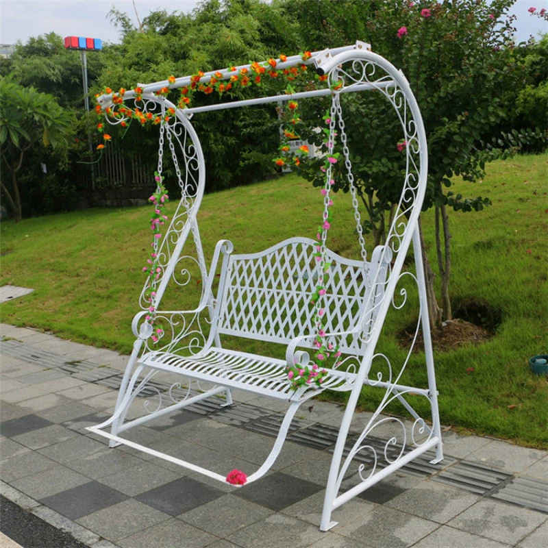 Открытый белый двойной качели корзина кованое кресло-качалка наружный двор сад балкон пасторальный стиль качели кресло качели