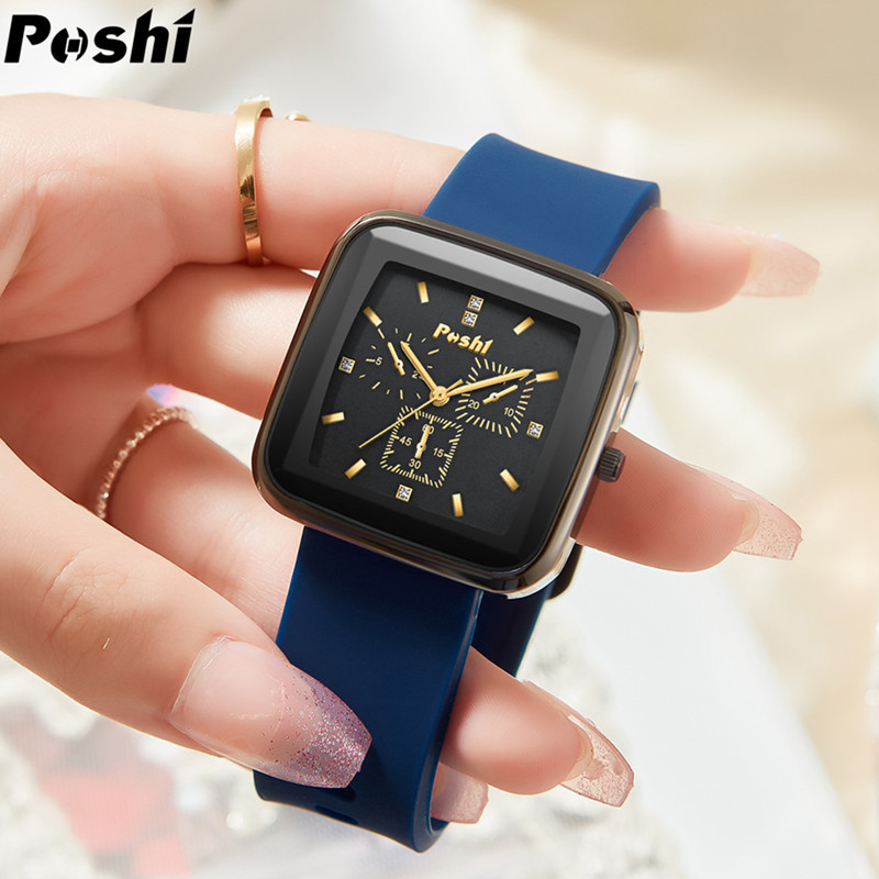 POSHI TikTok Live reloj de mujer reloj de correa de silicona reloj de moda y elegante reloj de cuarzo impermeable para hombres