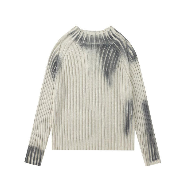 27042 American 2024 Autumn and Winter Retro Sweater Men's Striped Color Spray Design High-end Sense Men's and Women's Knitwear