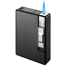 FOCUS焦点烟盒 YH034铝合金男士便携式拉丝自动烟盒 蓝焰直冲烟火