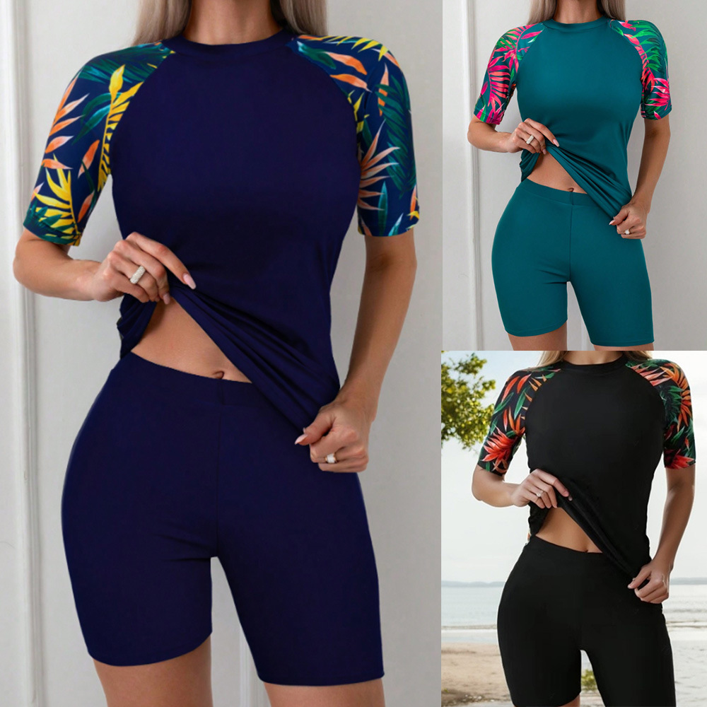 Cross-border Hot-selling Swimsuit Women's Tight Quick-drying Diving Suit High Waist Waterproof Swimsuit European and American New Split Swimsuit Flat Corner