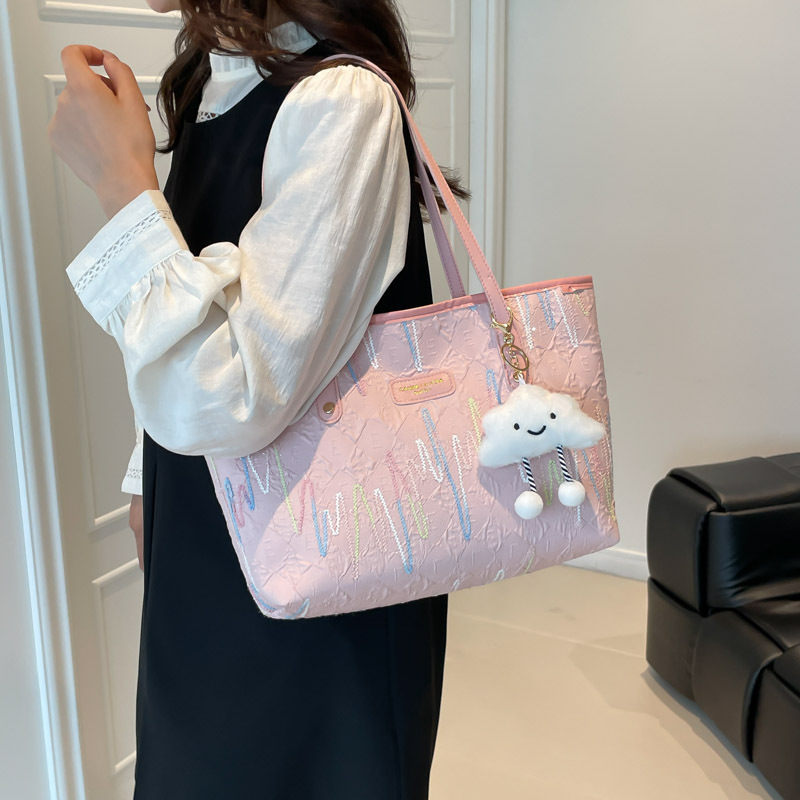 帆布刺绣大包包女2025夏季新款单肩包大容量休闲百搭托特包通勤包|undefined