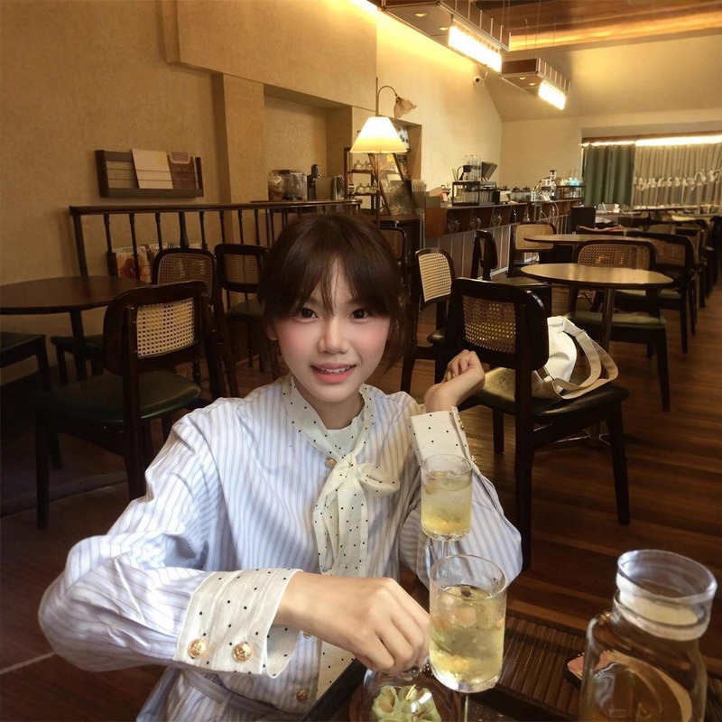 初春学院风条纹衬衫连衣裙女2025新款夏季小个子韩系收腰显瘦短裙|undefined