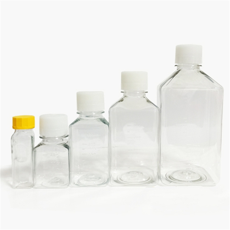 带刻度血清瓶灭菌PET方瓶50ML60ML125ML250ML500ML1000mL培养基瓶
