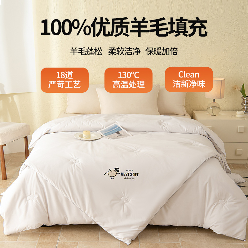 Class a Wool Quilt, Two-In-One Thickened Quilt with 100% Pure Wool, Suitable for Spring and Autumn, Winter Quilt, Wholesale