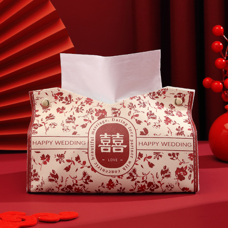 Nuevo estilo chino caja de dibujo creativa boda rojo caja de dulces de boda caja de almacenamiento celebración caja de pañuelos dormitorio de coche