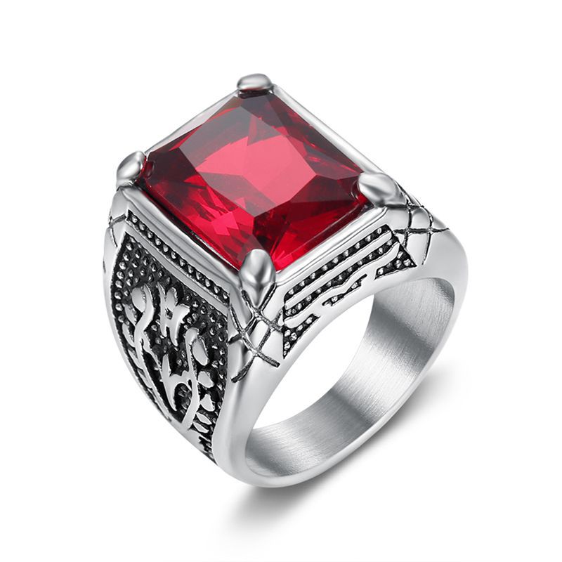 Retro Flower Stainless Steel Inlay Zircon Rings 1 Piece