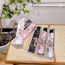 D家五折小鸟印花太阳口袋伞女晴雨两用防晒遮阳伞潮牌折叠自动伞