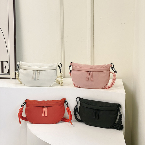 Canvas bag women's daily use single-shoulder bag fashionable mobile phone cross-body small bag Korean style solid color shopping bag trendy