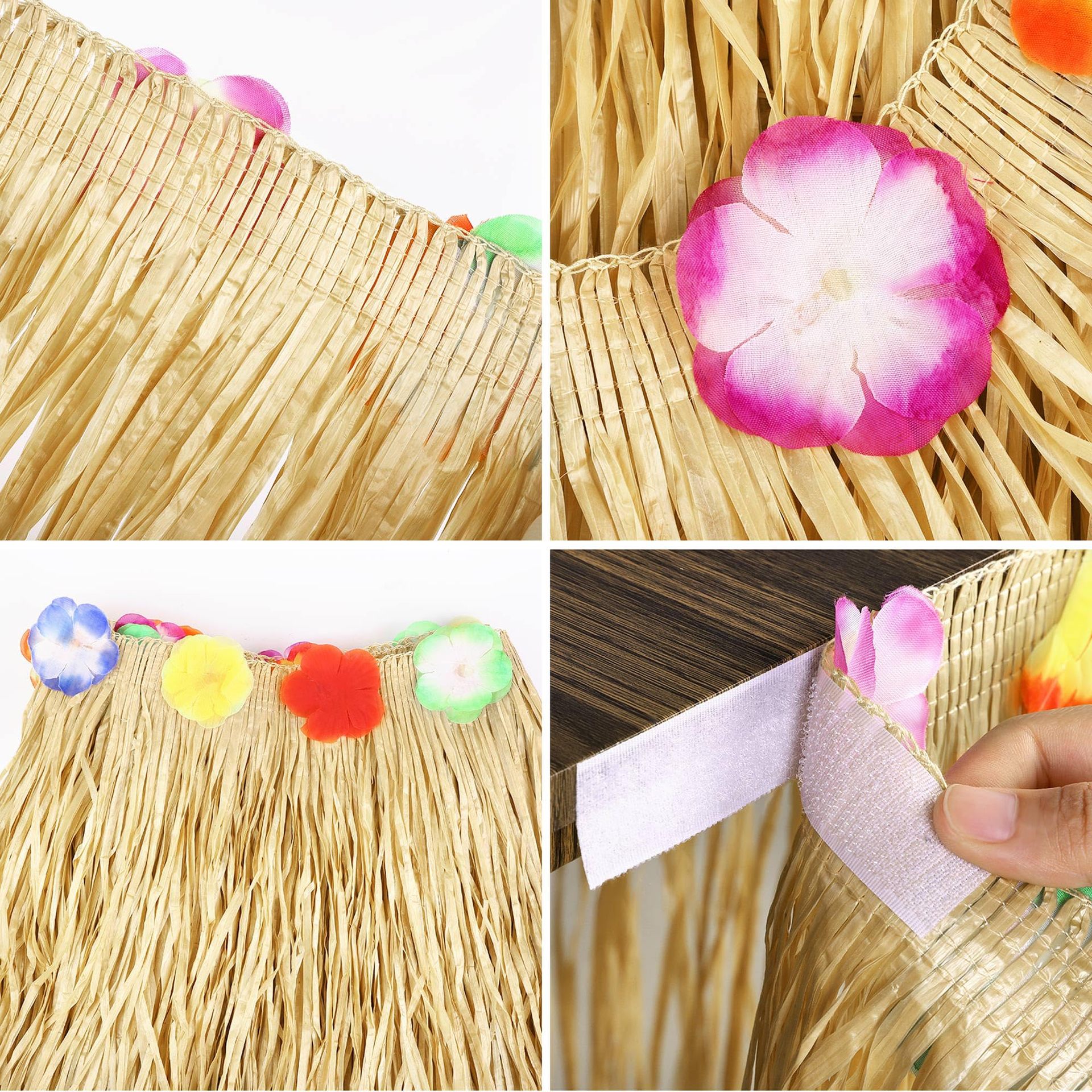 Hawaiana falda de mesa de plástico franela de paja color fiesta decoración del lugar de la atmósfera festiva delantal de mesa