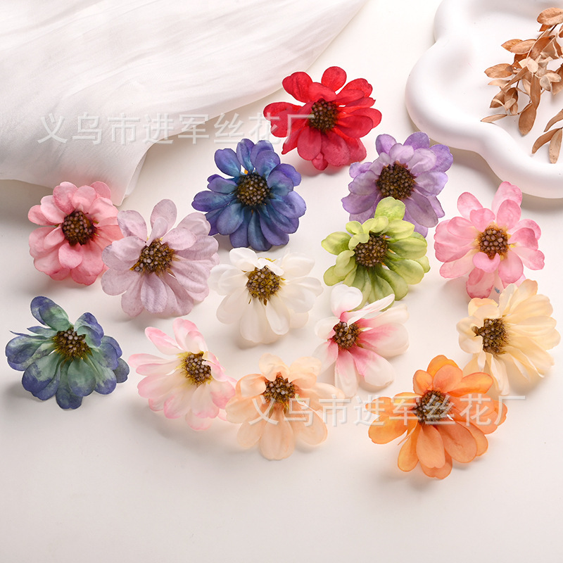 Simulation daisy flower head silk cloth fake flower diy simulation flower accessories wedding wedding scene decoration background flower arrangement