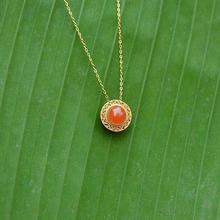 保山冰红吊坠玉石项链古法金礼品女锁骨链