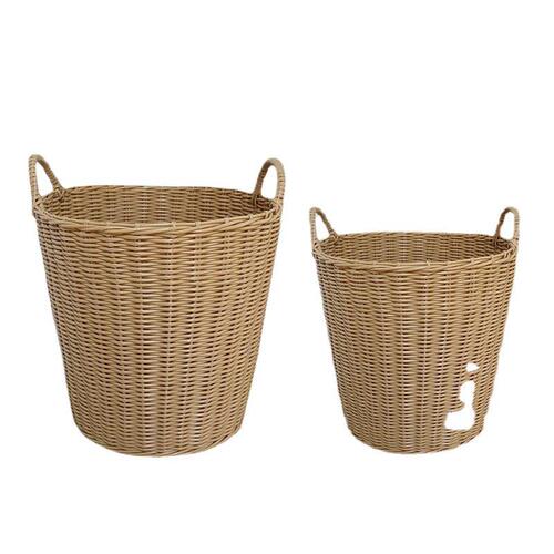 Beige dirty clothes basket clothes storage basket laundry basket clothing bucket imitation rattan large basket light luxury clothing direct sale
