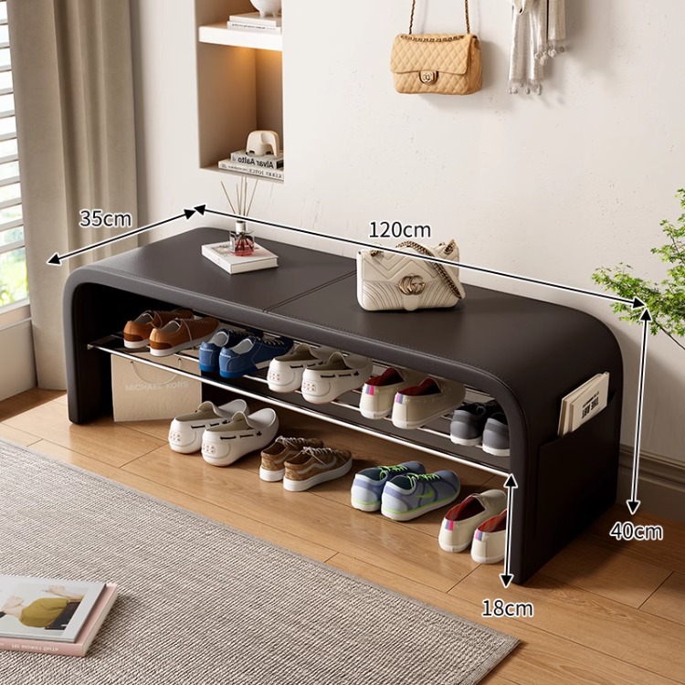 Entrada a la casa, lujo ligero, sensación de alta gama, entrada, asiento, almacenamiento, uso de taburetes para zapatos, zapatero integrado, zapatero, taburete para cambiar zapatos en casa en la puerta