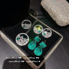 Round Dance Meteor Tear Drop Dispot Earrings Plated 18K Golden Ladder Flash Drill Emerald Emerald Earrings