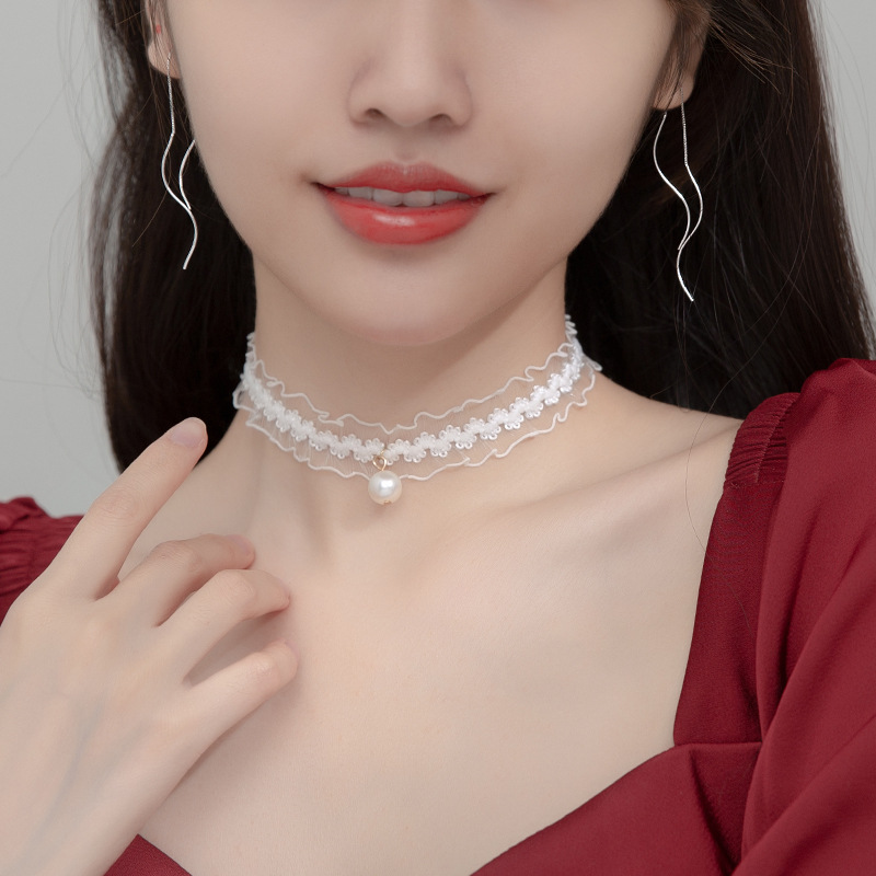Eloch s925 plata japonesa simple línea ondulada orejas orejas de mujer orejas largas orejas de verano G9552