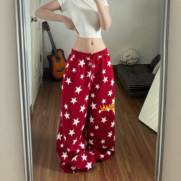 American Retro Star-Printed Sweatpants for Women, Hip-Hop Wide-Leg Trendy Brand Loose Casual Long Pants American Retro Star-Printed Sweatpants for Women, Hip-Hop Wide-Leg Trendy Brand Loose Casual Long Pants