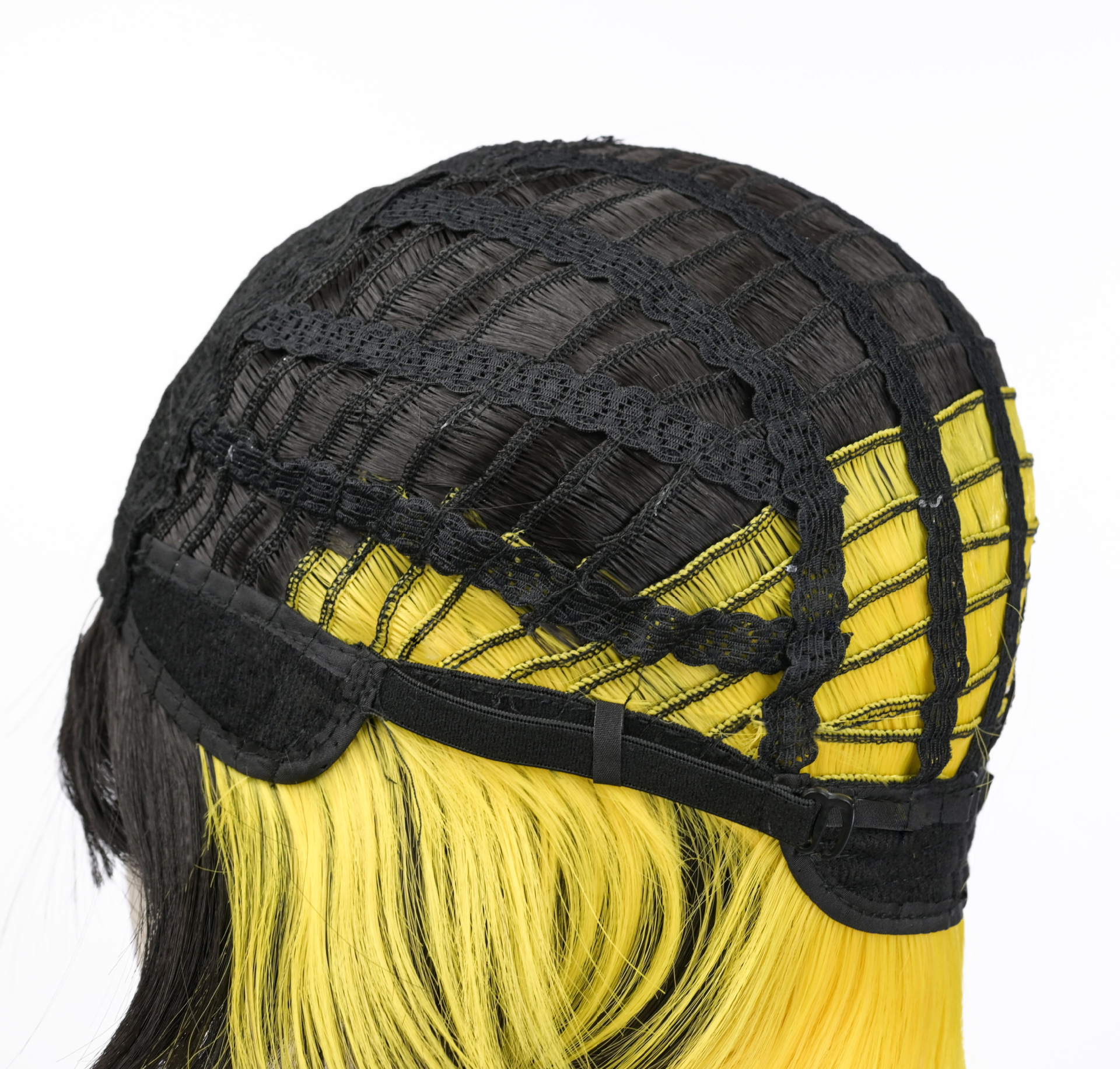 Synthetische Perücke Blue Prison Bee Joy Back COS Kurzhaar-Perücke im Double-Color-Block-Stil_voghion.com