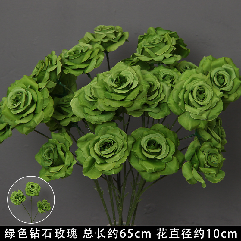 Simulación de flores verdes, flores de seda de boda, hierba