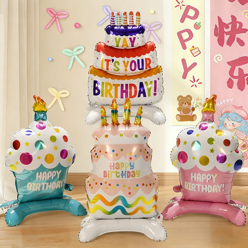 New Large Standing Cake Balloon Birthday Scene Decoration for Children, Baby Boys and Girls Happy Party Backdrop New Large Standing Cake Balloon Birthday Scene Decoration for Children, Baby Boys and Girls Happy Party Backdrop