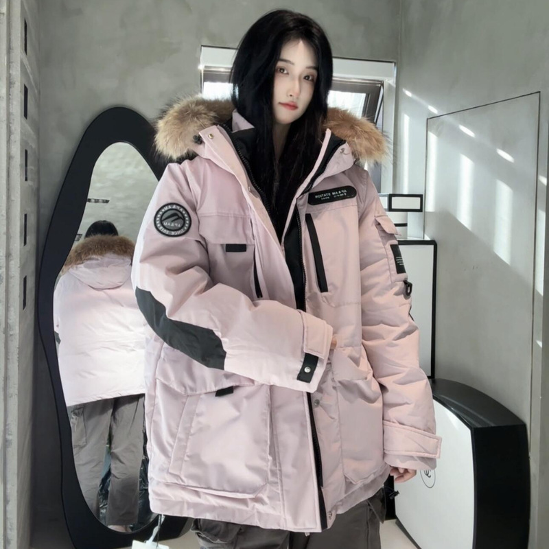 派克羽绒服工装90绒白鸭绒女冬季加厚情侣装服外套防寒毛领百搭|undefined