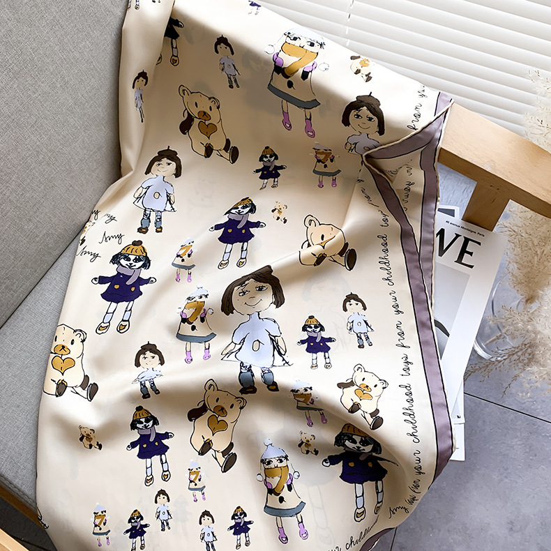 Korean Simple Cartoon Pattern Silk Scarf display picture 6