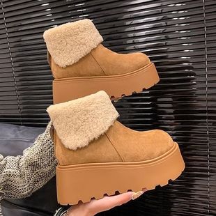 Women's Small Thick-soled Casual Warm Snow Boots Winter 2024 Winter New Super Fire Retro All-match fleece-lined Cotton Boots