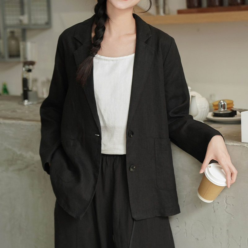 Pure Linen Casual Blazer for Women, Old Money Style, Summer Thin Loose Fit, Elegant Linen Material, High-End Feel, Plus Size Suit