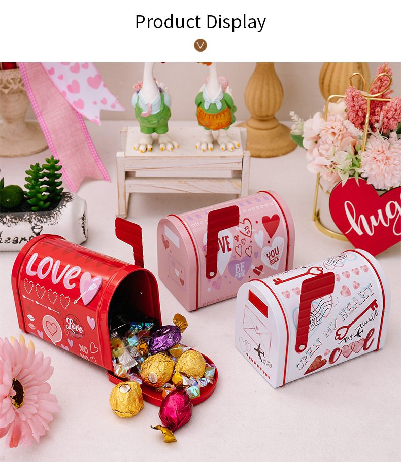 Valentine'S Day Cute Romantic Letter Heart Shape Mailbox Tinplate