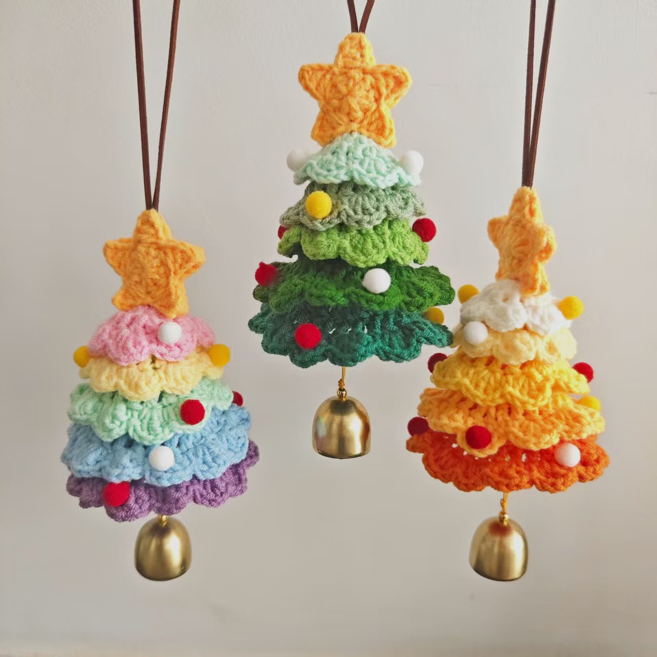 Cross-Border Special Wool Crochet Christmas Tree Ornaments Plush Christmas Pendants Christmas Decoration Car Pendants