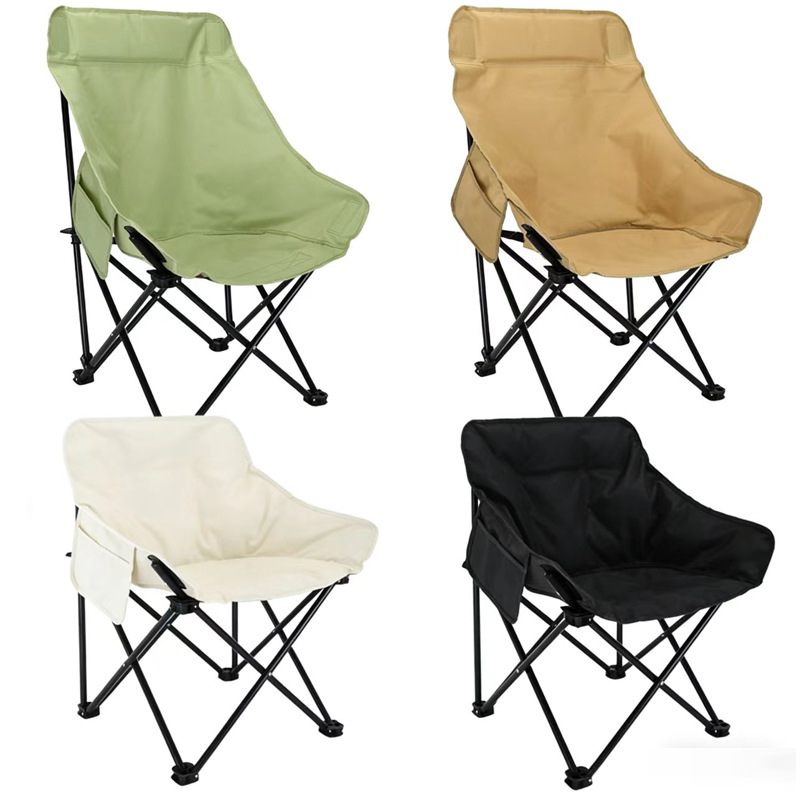 Outdoor Folding Chair, Camping Picnic Moon Chair, Folding Beach Lounge Chair, Home Use High-Back Chair