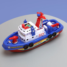 儿童消防船电动玩具 喷水发光鸣笛海上模型玩具 抖音玩具跨境批发