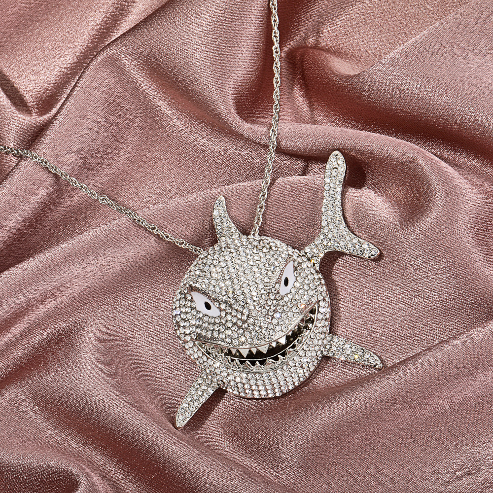 Hip-hop Diamond Large Shark Pendant Necklace display picture 7