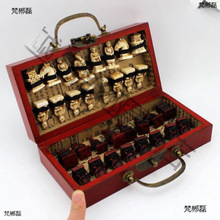 兵马俑象棋立体人物出礼品仿古际象棋小号折叠棋盘象棋便携礼
