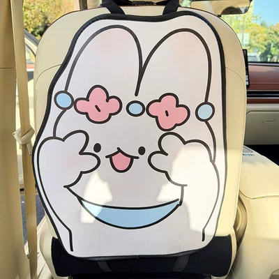 Cute Cartoon Seat Back Anti-Kick Pad for Women, Car Seat Rear Anti-Dirt Pad, Children's Dirt-Resistant and Wear-Resistant Cute Single Piece (Chair back anti-kick pad) - biyer-little-white-rabbit-anti-slip-single-sheet