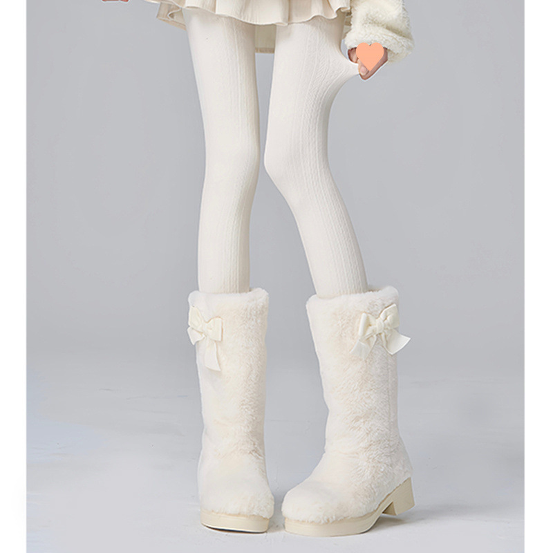 일본 로리타 가을과 겨울 따뜻한 바텀 양말 JK 오트밀 밀크 화이트 레트로 트위스트 부츠 스노우 타이츠
