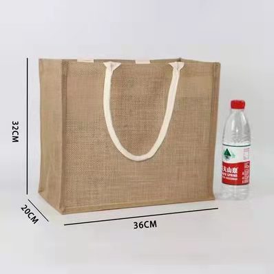 ファッション手提げ黄麻袋カスタムロゴ大容量エコショッピングバッグ通勤弁当箱麻布袋|undefined