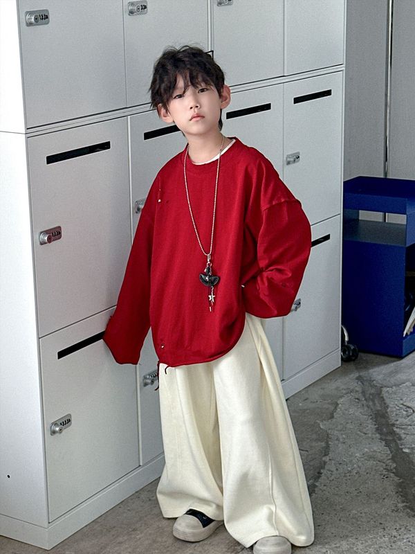 男童秋季卫衣2025新款儿童宽松长袖t恤春秋韩版男孩打底衫童装潮T|undefined