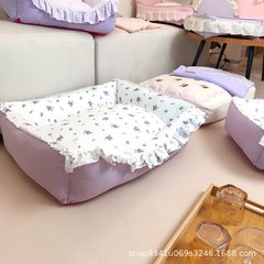 レースの巣、オールシーズン対応の犬小屋と猫小屋、取り外して洗える柔らかいペット小屋、綿の縁取り、かわいいプリンセススタイル