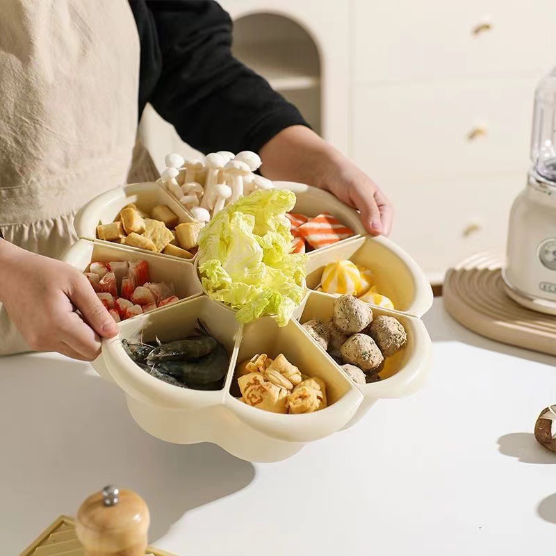 Olla caliente giratoria multifuncional, plato de verduras, lavado de verduras, canasta de drenaje, plato de guarnición de olla caliente, plato de verduras, plato giratorio de olla caliente