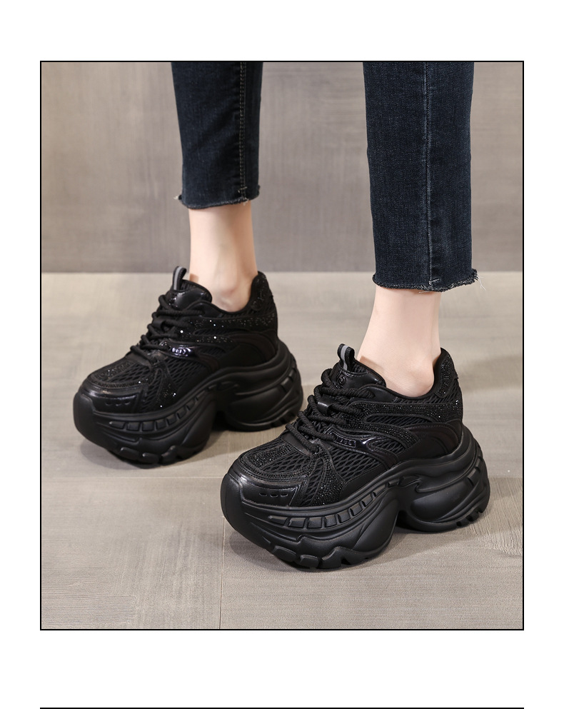 Giày sneaker nữ đế dày tăng chiều cao lưới thoáng khí — màu be chi tiết 15