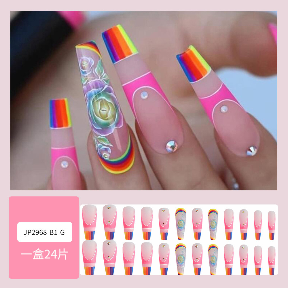 Cross-border uñas falsas uñas desgaste largo T-punto de la jalea del diamante del clavo del gel de uñas pieza de prensa al por mayor en las uñas