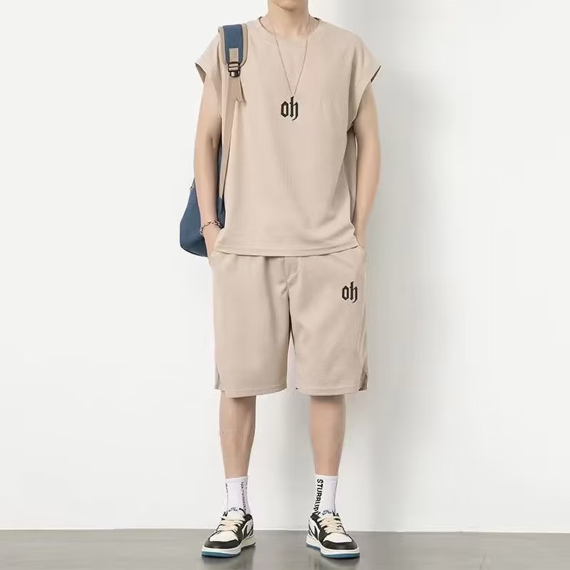 suit men's full set of Korean men's clothes fashion two-piece vest crew neck pants 2023 new