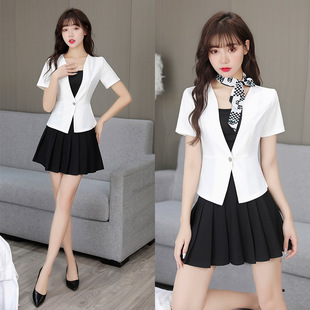 Foot Bath Technician's Clothes Bath Bar Attendant Yujie Temperament suit 8218-1-3-Piece Pleated Skirt Set
