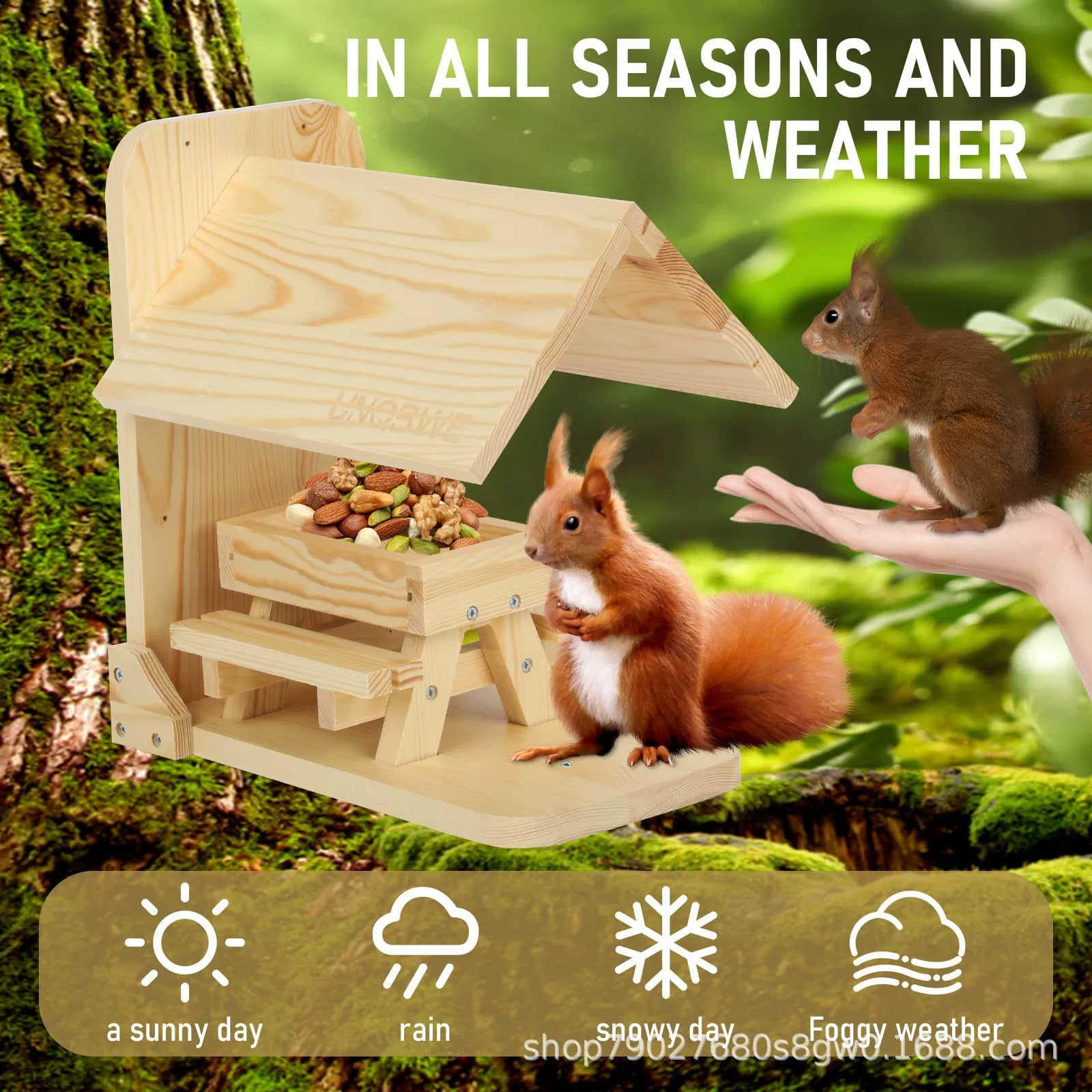 Новый стиль деревянный открытый белок кормушка настенный хомяк кормушка для защиты от дождя