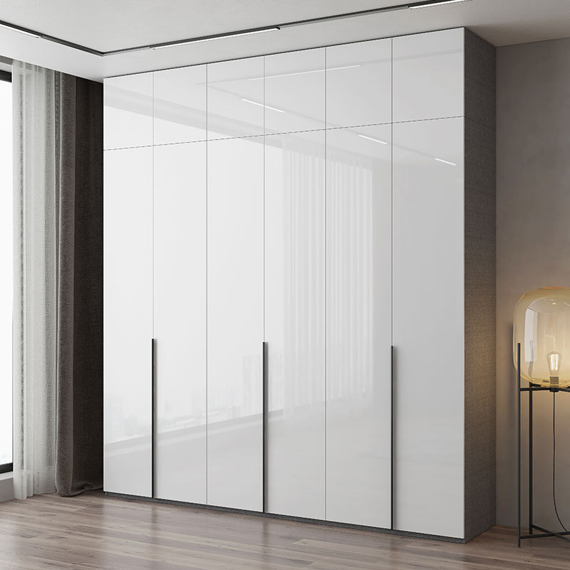 Modern simple wardrobe flat door storage wardrobe with dressing table storage rack side cabinet bedroom wardrobe home installation